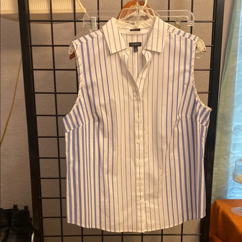Talbots White and Black Boxy Button Down Shirt - Picture 1 of 6